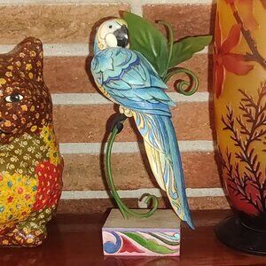 Pretty Bird Turquoise Blue Parrot Macaw Figurine 2007 Jim Shore Tropical Serene
